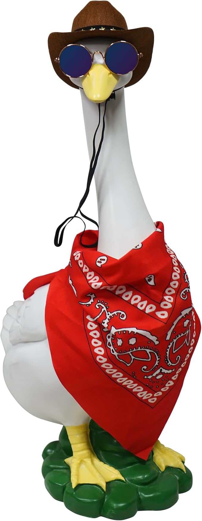 Porch Goose Statues with Outfits, 20 "Large Goose Porch Figurine Decor, Funny Porch Goose Decoration Set, Goose Outfit with Cowboy Hat and Glasses Red Scarf,for Outdoor Garden Yard Housewarming Gifts