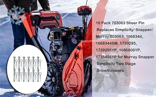 Replacement Snowthrowers Simplicity or Snapper Shear Pins for 703063, 1668344, 1686806yp (20 Pack)
