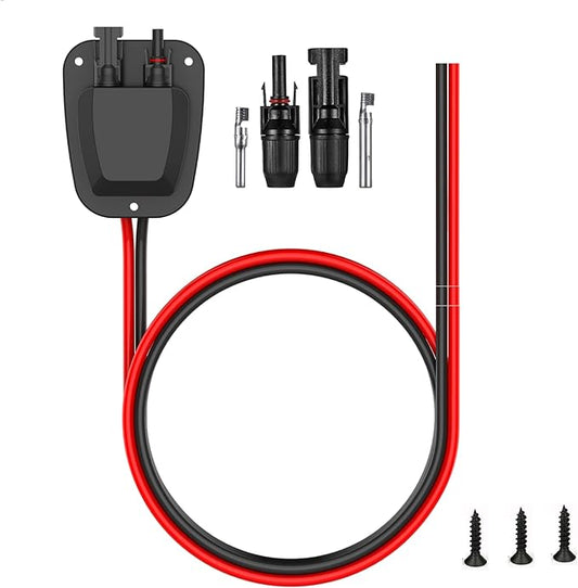 Solar Weatherproof Entry Gland Entry Housing, Through RV roof Solar Entry housing with 10AWG Solar Extension Cable Solar Connector Solar Project on RV, Campervan, Van
