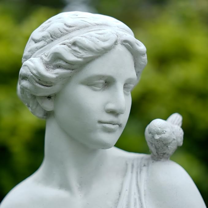 Outdoor Nymph Statues, 32Inch Garden Goddess Sculptures, Greek Mythology Roman Decor, Large Statues for Patio Yard Lawn Porch, Grey (Nymph-Grey)