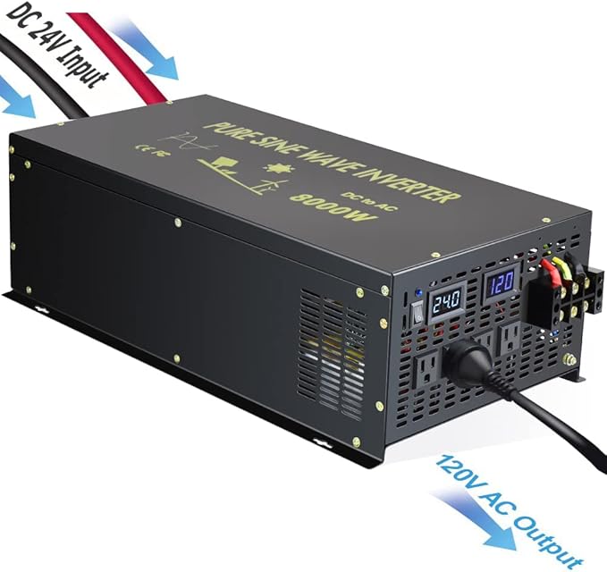 WZRELB 8000W 24VDC to 120VAC Pure Sine Wave Solar Power Inverter Homeuse Car Inverter