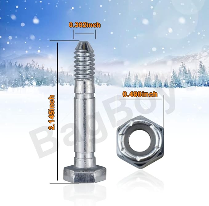 Braveboy 12 Pack Snowblower Shear Bolts 51001500-2-1/8" x 5/16" 51001500 Shear Pins & Nuts Compatible with Arie-ns 01019500 510015 AM122156 AM1369890 Snow Blower, Fits ST420 ST520 ST732 ST1032 & More