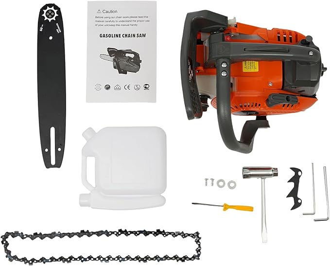 25.4CC 12 Inch Gas Chainsaw, 2-Stroke Gasoline Powered Chain Saw, 900W Handheld Petrol Chainsaws For Wood Cutting, Tree Trimming and Land Clearing