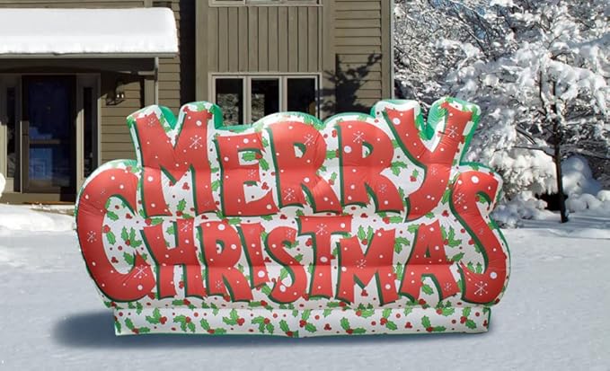 Rasta Imposta 9 Foot Merry Christmas Inflatable Yard Decoration Lawn Sign with Bright LED Lights Outdoor Weather Resistant - 9 x 5 FT Tall
