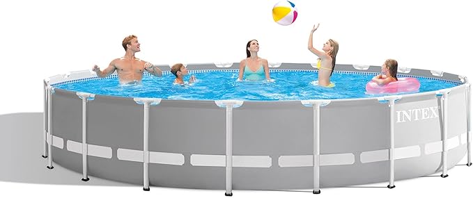 INTEX 26755EH Prism Frame Premium Above Ground Swimming Pool Set: 20ft x 52in – Includes 1500 GPH Cartridge Filter Pump – Removable Ladder – Pool Cover – Ground Cloth