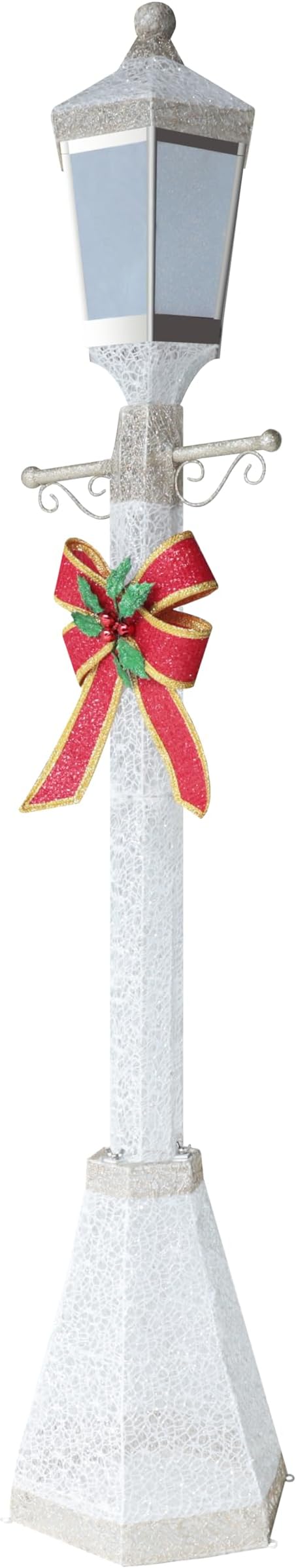 VEIKOU 6FT Lighted Lamp Post for Outdoor Christmas Decorations, Light-up Street Lamp with 120 LED Lights & Red Bow, Christmas Decorations Outside for Yard Garden Lawn Porch Holiday Xmas