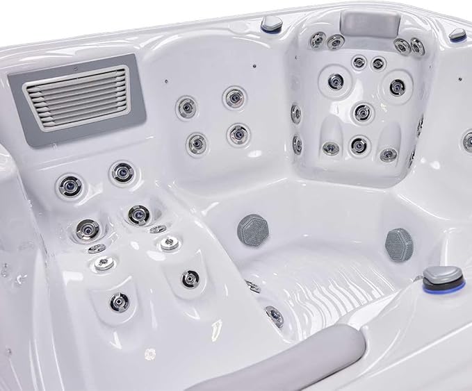 Bueno Spa New York 6 - Person - 49 Jet Hot Tub with New Artic Max Insulation, LED Lights, Ozonator, and Cover