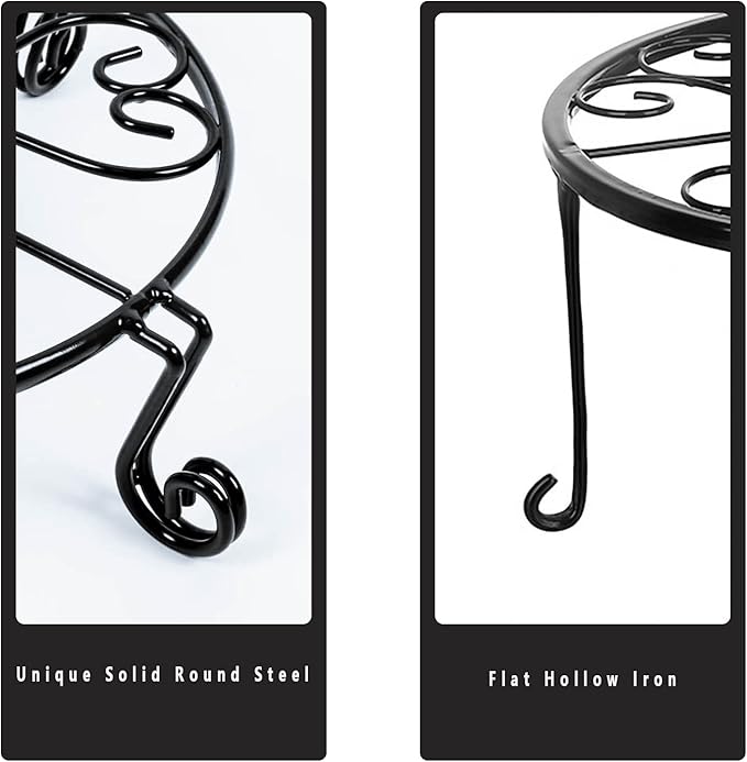 1 pack 10"-12" Metal Plant Stand Outdoor, for Flower Pot Heavy Duty Potted Holder Round Wrought Rustproof Iron Planter Stand, plant Stands Indoor Clearance and Outdoor patio - 12 Inches Black