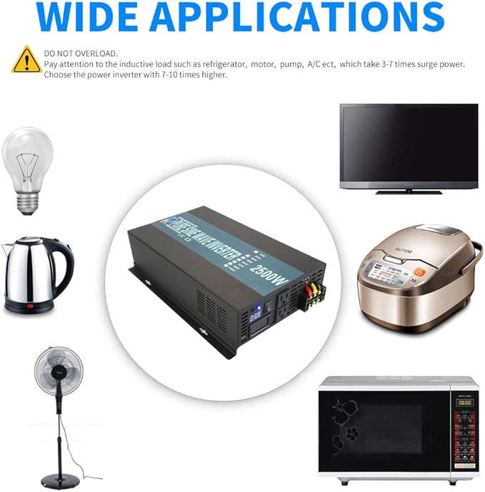 WZRELB RBP250024VCRT 2500W 24V 120V Pure Sine Wave Solar Power Inverter with Remote Control Switch