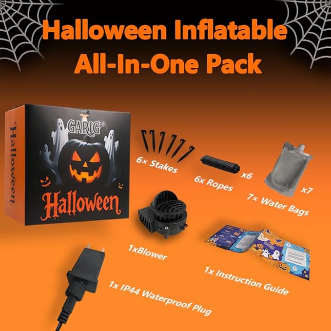 GARIG 7.2FT Halloween Inflatables Outdoor Decorations Ghost and Pumpkin Build-in LEDs Lights Blow Up Yard Decorations for Garden Lawn Indoor Party Holiday Decor