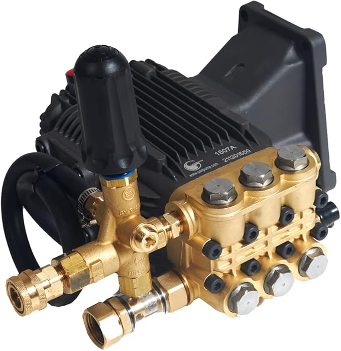 Canpump CE 3648 G Pressure Washer Pump – 3600 PSI, 4.8 GPM, 1″ Shaft, Horizontal, Triplex, Premium External Unloader w/Extended Bypass – Commercial Power Washing – for 13 HP Gas Engines