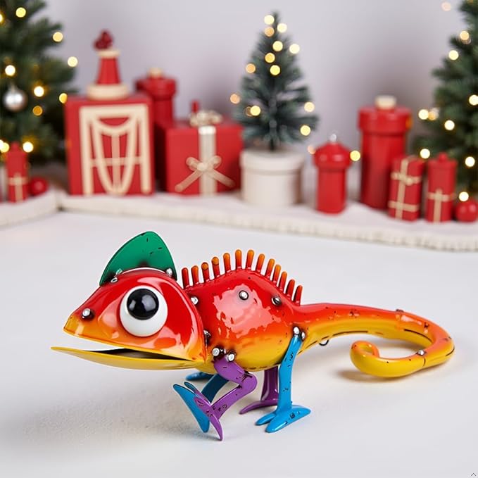 Metal Chameleon Statue Garden Decor- Outdoor Sculpture Garden Art Gift for Patio, Lawn, Backyard - Indoor Figurine for Birthday, Housewarming, Christmas