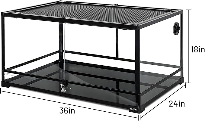 REPTI ZOO 36" x 24" x 18" Glass Reptile Terrarium, Front Opening Reptile Habit Tank with Double Hing Doors, Knock-Down Terrarium with Top Screen Ventilation 68 Gallon