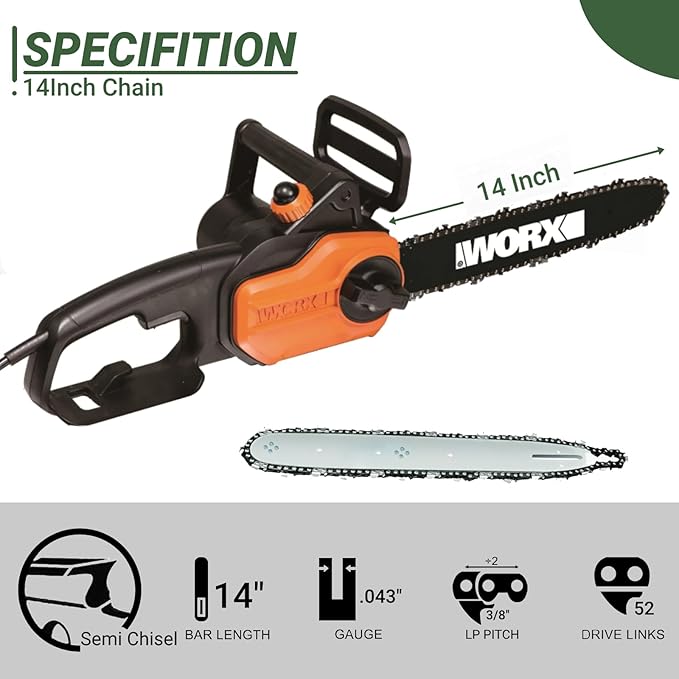 4Pcs 14 Inch Chainsaw Chain 3/8" LP Pitch .043" Gauge 52 Drive Links Compatible with EGO CS1400/1401, Makita XCU03, Worx WG384, Kobalt KCS 4040-06, Worx WG384, Ryobi - 49162749, R52 and More