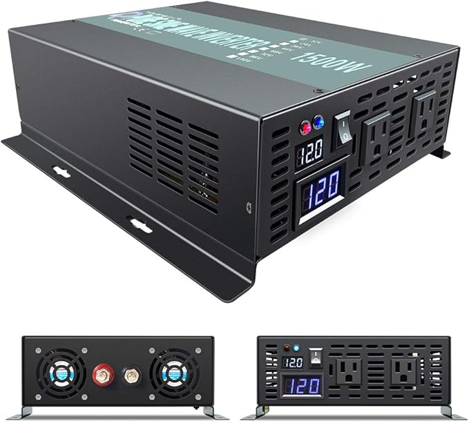WZRELB RBP150012VCRT 1500W 12V 120V Pure Sine Wave Solar Power Inverter with Remote Control Switch