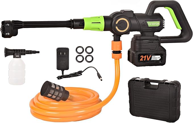 Cordless Pressure Washer with Grip,652 PSI Power Cleaner with 3-Speed Adjustment,6-in-1 Nozzle,21V Rechargeable 4.0Ah Battery High-Pressure Car Washer Gun for Home/Floor/Car Cleaning&Watering