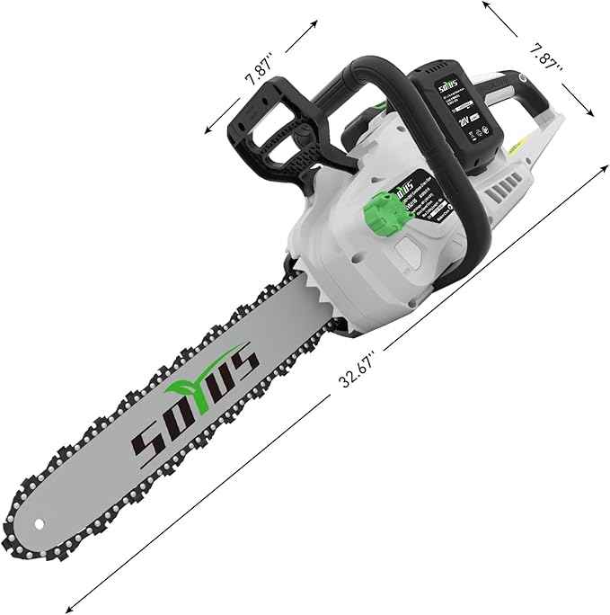 SOYUS 40V 16-Inch Brushless Cordless Chainsaw with Battery and Charger, Battery Operated Chainsaw with Auto-Tension & Auto-Lubrication for Wood Cutting & Tree Trimming, 2x4.0Ah Batteries Included