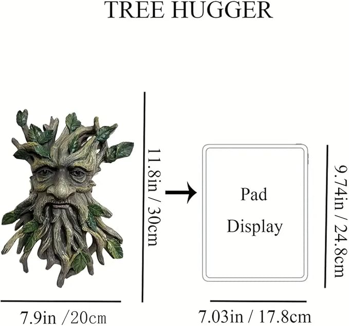 Tree Face Sculpture, Funny Greenery Old Man Tree Hugger Statue, Indoor & Outdoor Creative Props for Garden and Home,11.8" x 7.9" x 2.4"