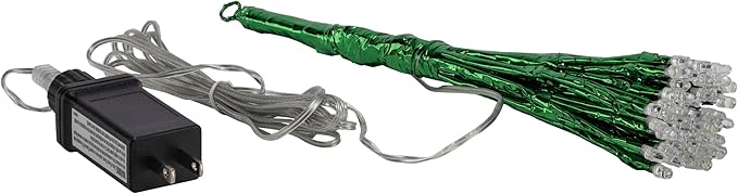 Alpine Corporation 10" H Indoor Christmas Twig 3D Hanging Snowflake Ornament with LED Lights, Green, Christmas Decoration (Pack of 4)