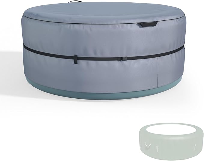 Portable Hot tub Cover, Inflatable Hot tub Full Coverage - Waterproof, Sun Protection, dust Proof, Suitable for 85 "Portable Outdoor spa, Round(Gray, Cover only)