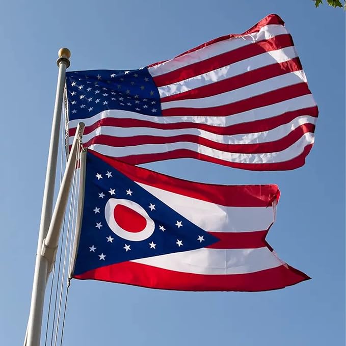 Bradford Ohio State Flag 3x5 ft Outdoor, Double Sided Burgee Heavy Duty, 3 Layers OH State Flag With 2 Brass Grommets for Outside House Long Lasting