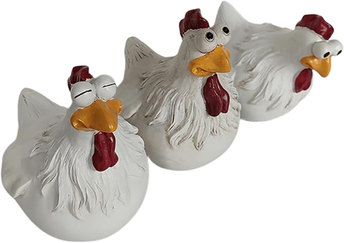 Funny Farm Chickens Statues,Cute Chicken Fence Decoration,Resin Chickens Decor,Outdoor Real Animal Statue,Chicken Sculpture,Perfect for Home Garden Stairs,Farm,Patio,Backyard