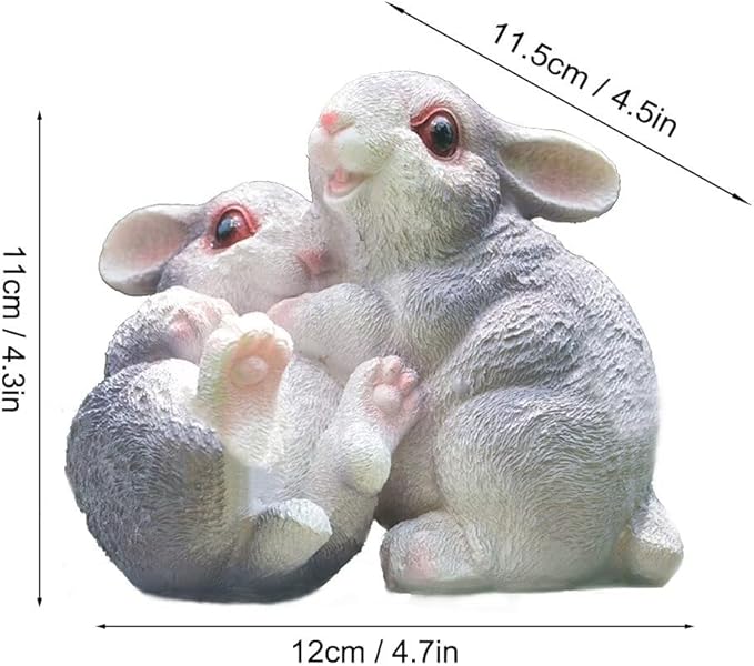 Garden Statues Bunny Decor Resin Hug Rabbit Figurine Cute Fairy Garden Decor Outdoor Statues for Patio Yard Porch Balcony Gifts for Women Mom Grandma Grey