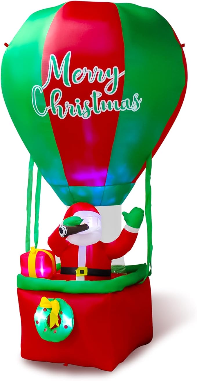 TRMESIA 8FT Christmas Inflatable Santa Claus Decoration Hot Air Balloon，Easter Blow up Outdoor Decorations with LED Lights Easter Blow up Decor for Indoor Outdoor Yard Lawn