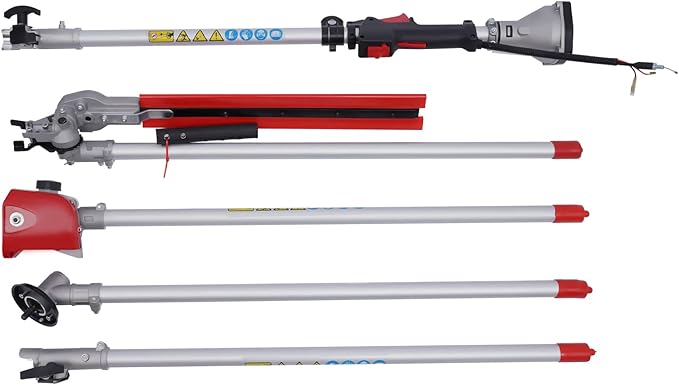 2 Stroke Gas Hedge Trimmer 1.9HP 52CC Air-Cooled Gasoline Brush Cutter Weed Wacker 4 in 1 Multifunction Straight Shaft Gas Grass Trimmer Pole Saw for Weeding, Hedge Trimming, Branch Cutting