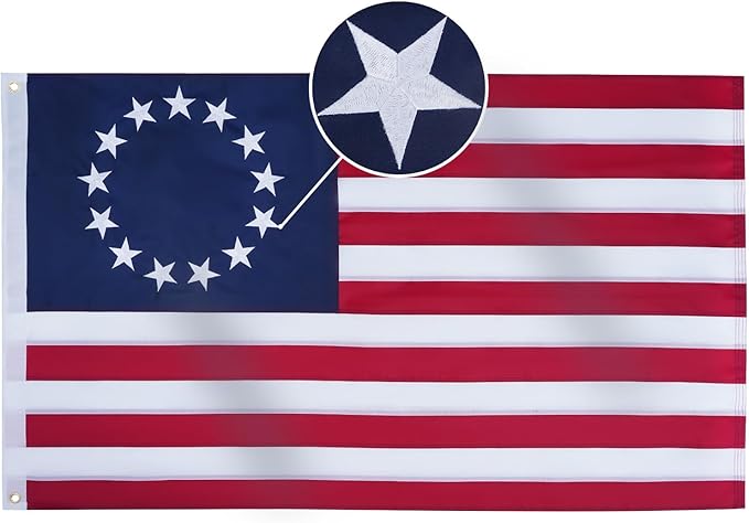 Homissor Betsy Ross Flag 5x8 Feet Embroidered 13 Star American Flags for 250th Anniversary Heavy Duty Outdoor Colonies Banner for Outside