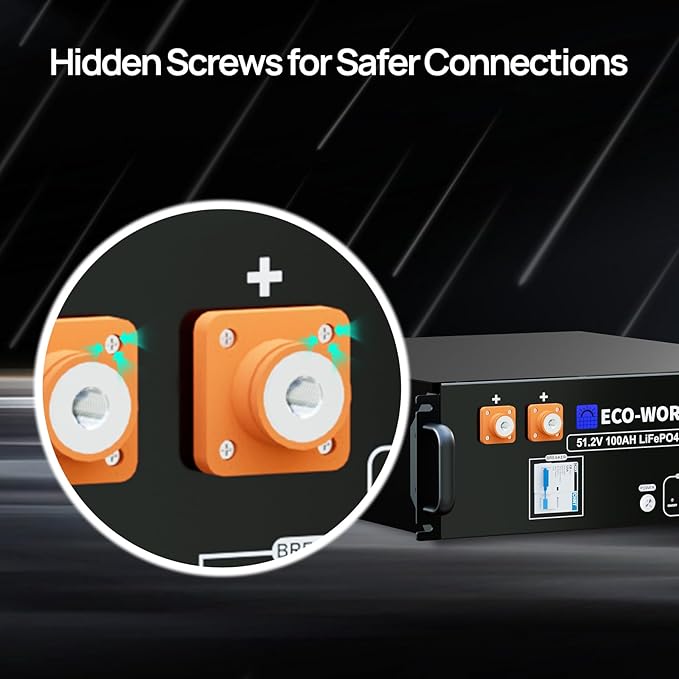 ECO-WORTHY 48V 600Ah Server Rack Battery LiFePO4 w/Bluetooth | 6 Pack 30.72kWh Solar Battery Kit for Home Backup | UL1973 & UL9540A & CEC Listed (Get Free Rack with 600A Busbar)