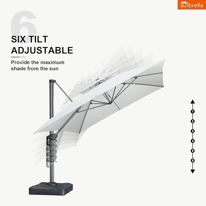 PURPLE LEAF Cantilever Umbrella with Base Included 10' X 13' Outdoor Double Top Large Rectangle Umbrella Heavy Duty 360° Rotation Offset Sun Shade for Garden Patio Deck Pool Canvas Natural