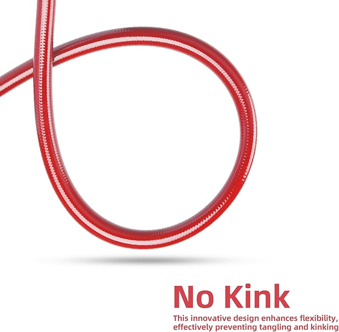 Solution4Patio Homes Lead-in Red Garden Hose 5/8 in. x 25 ft. -Kink Free, No Leaking, Male/Female Fittings -Heavy Duty Durable Flexible Lightweight Water Pipe -Brass Aluminum Ends for Household & Yard