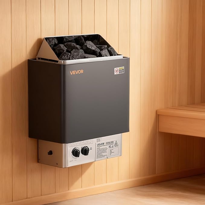 VEVOR Sauna Heater, 2KW AC 120V Electric Sauna Stove, Dry Steam Bath Saunas Stove with Pre-Drilled Bracket, Fit 52.9 to 88.2 CU.FT Saunas Rooms, Steam Bath Stoves for Home, Commercial, Leisure Venues