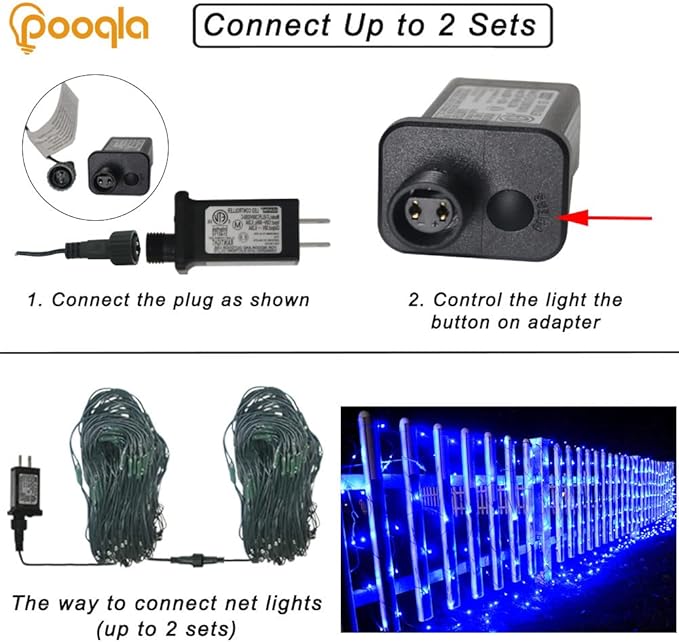 Blue Net Lights, 360 LED Christmas Net Lights Outdoor, 21ft x 5ft Large Net Mesh String Lights, 8 Modes Twinkle String Lights Connectable Plug in for Bushes Halloween Hedge Yard Garden Party Decor