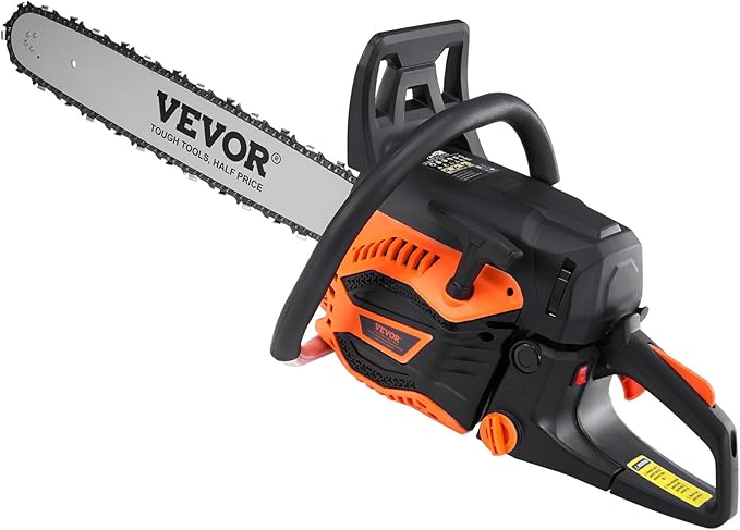 VEVOR Gas Chainsaw 58CC 2-Cycle Gasoline Powered Chainsaw 20 Inch Handheld Cordless Petrol Chain Saws For Forest, Wood, Garden and Farm Cutting Use
