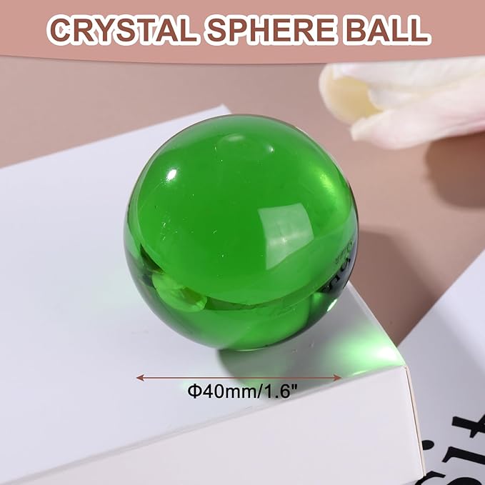 uxcell 40mm/1.6" Crystal Sphere Ball Glass Solid Decorative Sphere Crystal Ball Prop Ornament for Feng Shui Divination Fortune Telling Tabletop Fountain Decoration, Green