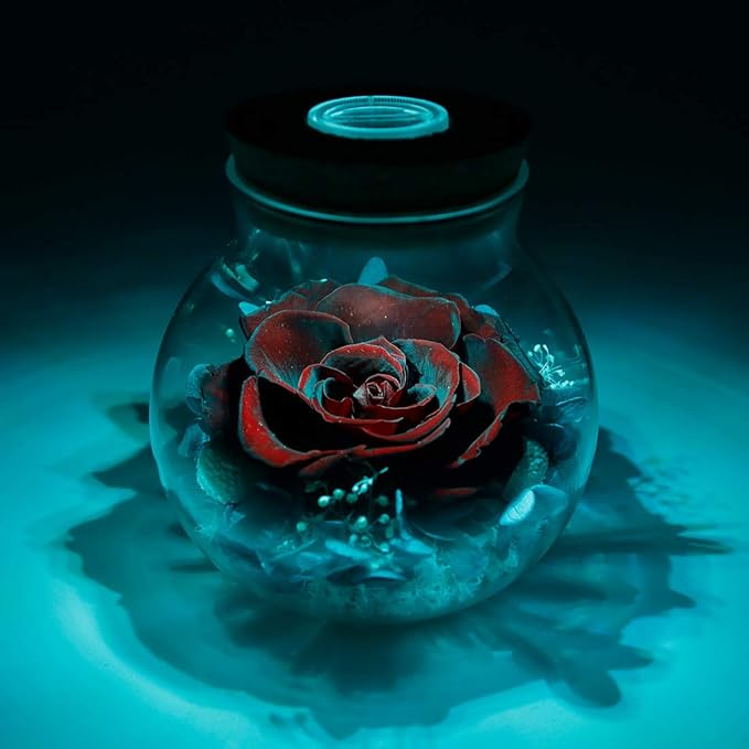 Preserved Real Roses with Colorful Mood Light Wishing Bottle,Eternal Rose，Never Withered Flowers,for Bedroom Party Table Decor, Anniversary,Valentine's,Mother's Day,a Gifts for Women (Burgundy)