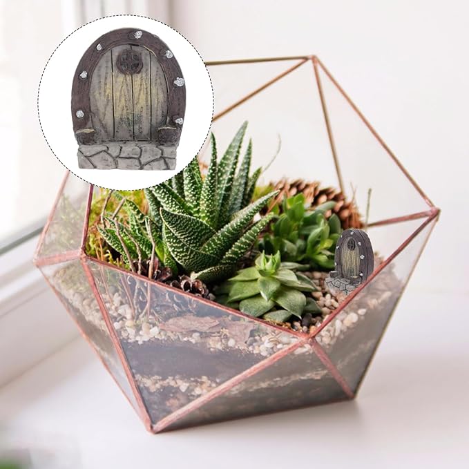 Mipcase Mini Garden Furniture Resin Simulation Wood Door for Micro Landscapes 5pcs Miniature Door Decorations for Fairy Garden Accessories and Pot Plants