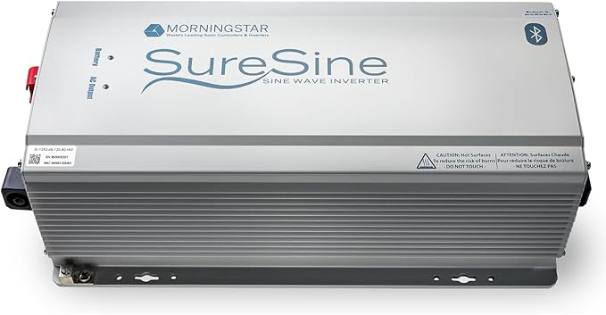 Morningstar SureSine 1000W Pure Sine Wave Off-Grid Inverter - 24VDC, 120VAC, 60Hz, Hard Wired AC Terminals (SI-1000-24-120-60-HW) - DC to AC Converter, Solar/Non-Solar Systems, Bluetooth Mobile Apps