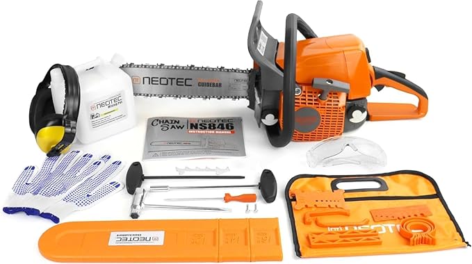 NEOTEC 45.4cc Gas Chainsaw, NS846 Powerhead with 16 Inch Guide Bar and Chain, Power Chain Saw 3.0 HP 2,24KW, All Parts Compatible with MS250 MS230 MS210 025 023 025 Chainsaw gas