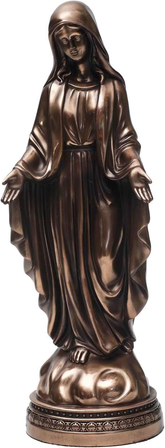12 Inch Blessed Virgin Mary Decorative Figurine，Catholic Religious Gifts 12 Inch Resin Statue Figurine (Cold Cast Bronze)