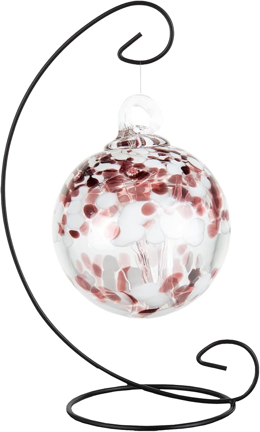 Dale Tiffany AC24027-D4 Rainbow Tree of Life Hand Blown Art Glass Ornament Witch Globe Gazing Ball, 4" Diameter with Hanging Stand, Enchanted