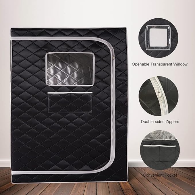 Smartmak Full Size Steam Sauna, One or Two Person Whole Body Large Space Home Spa, 4L Steamer Included- BlackGrey