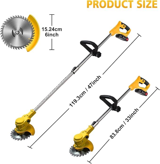 21V Electric Weed Wacker, Cordless Grass Trimmer with 2x2.0Ah Batteries & Fast Charger, Stringless Lightweight Brush Cutter/Edger/Mower/Trimmer with 4 Types Blade for Yard & Garden