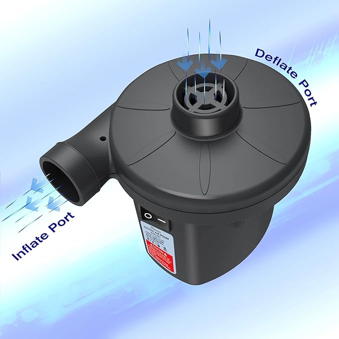 Quick-Fill Electric Air Pump with 3 Nozzles, AC 110V-120V Portable Inflator Deflator for Inflatables Pool Float Toys Air Mattress Bed Couch Swim Ring Tube Raft