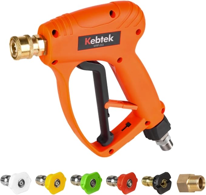 Short Pressure Washer Gun with Swivel 5200 PSI，Power Washer Gun Compatible with Foam Cannon - Car Wash Foam Gun-1/4 Quick Connector, with Nozzle Tips (MRP-003-Spray Gun-B)