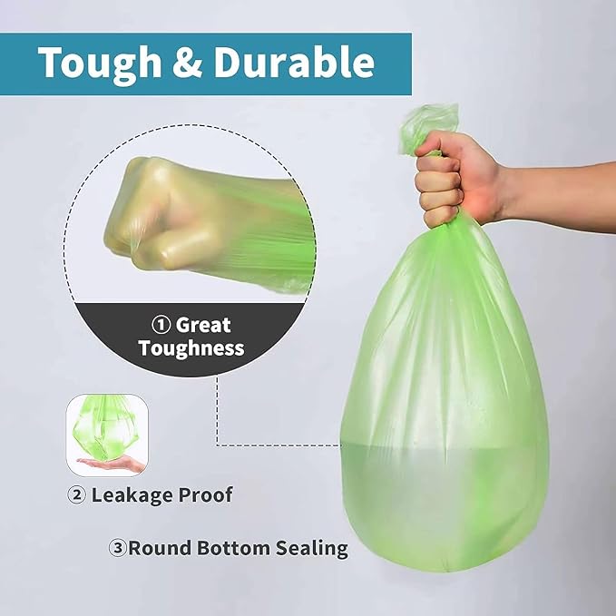 Biodegradable Trash Bags 8 Gallon, 100 Count Small Compost Bags, Compostable Strong Bathroom Garbage Bags with Tear & Leak Resistant, Recycling Eco-Friendly Trash Can Plastic Liner
