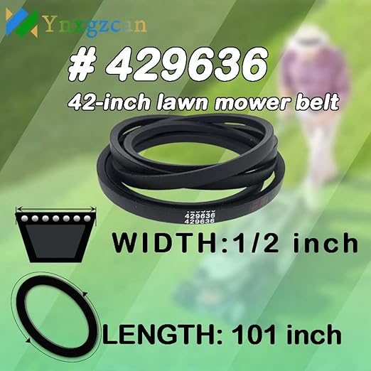 429636 Craftsman Mower Deck Belt Replacement 1/2" X 101" Fits for Craftsman Husqvarna Poulan 532429636 197253 532197253 YS4500 T2200 DLS 3500 AYP 197253 42 inch Mower Deck Belt