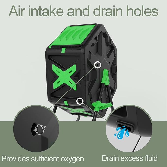 SQUEEZE master Light Weight Tumbling Compost Bin-Single Chamber Compost Tumbler 18.5 Gallon/70L